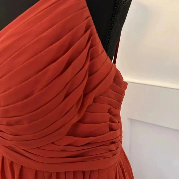 Azazie Paprika Aline Pleated Chiffon Dress in Size A16 - Picture 7 of 11